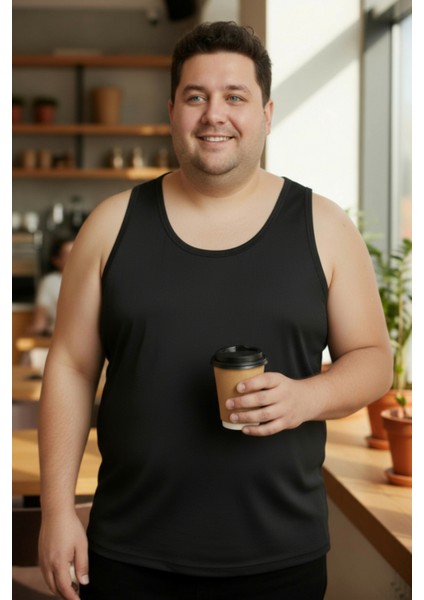 Büyük Beden Pamuklu Erkek Atleti 12'li Paket - Siyah fiyatları