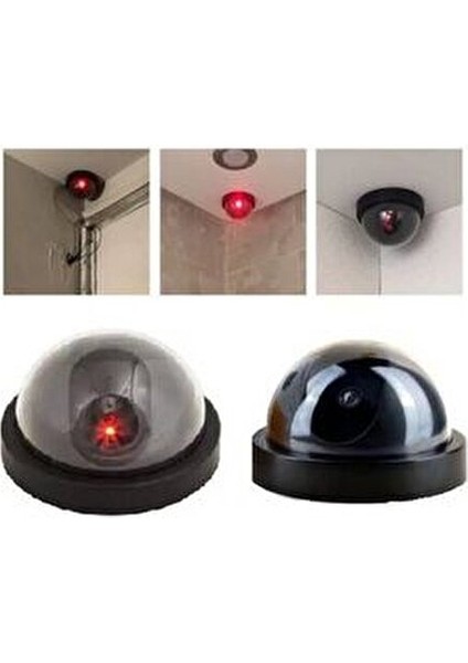 4 Adet Sahte Dome Güvenlik Kamerası Kablosuz Hırsız Caydırıcı Siyah Renk indirimleri