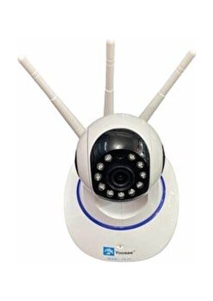 e 5 Antenli Kablosuz IP Güvenlik Kamerası 2 MP Beyaz Renk 360 Derece Görüş Açısı
