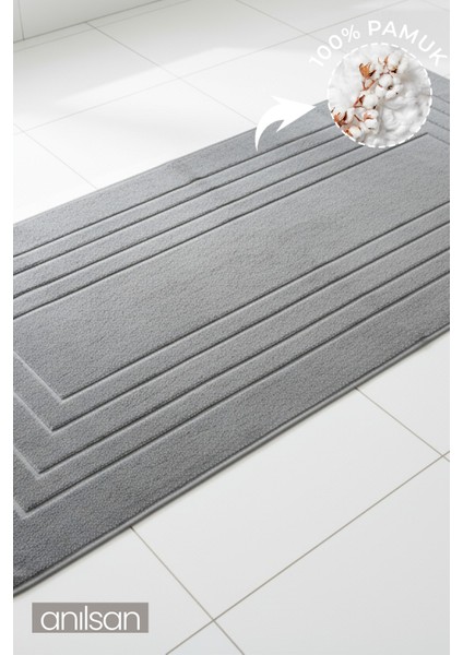 Alora Antrasit Büyük Ayak Havlusu - 60X130 cm , 690GR %100 Pamuk, Spa ve Otel Banyo Paspası