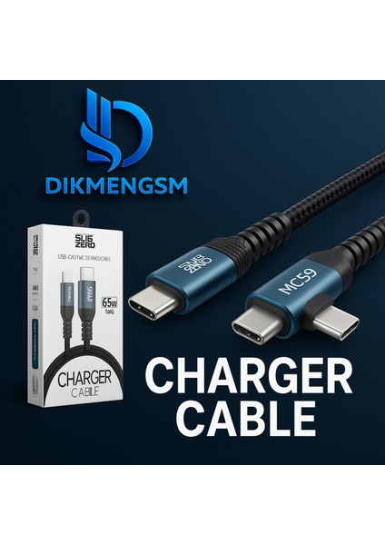 ⚡ Subzero CL100 65W Type-C To Type-C L Giriş Gaming Şarj Kablosu | Süper Hızlı Şarj & Dayanıklı Örgü Tasarım