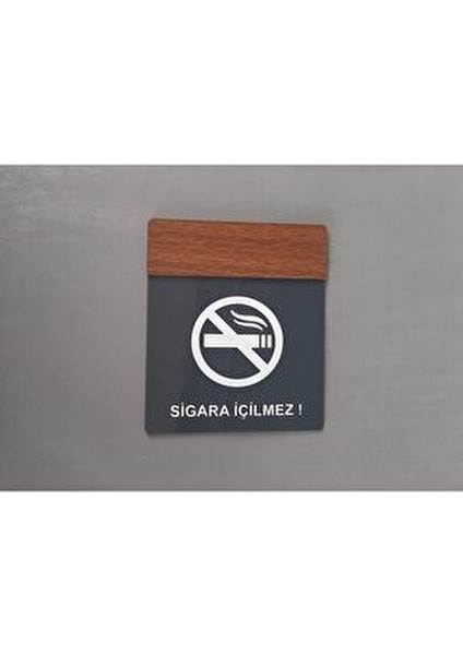 Wooden Serisi Büyük Boy Sigara İçilmez Uyarı Levhası Haki Renk 20 x 15 cm fiyatları