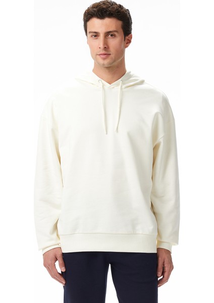 Erkek Krem Oversize Kapüşonlu Sweatshirt K57071T.1MA