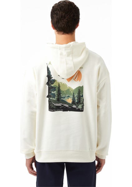 Erkek Krem Oversize Kapüşonlu Sweatshirt K57071T.1MA fiyatları
