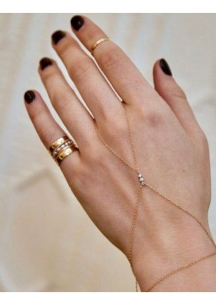 Zarif Kadın Taşlı Zincirli Şahmeran Tasarım