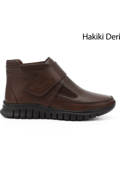 Kadın Kahverengi Cırlı Hakiki Deri Comfort Bot