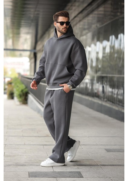 Füme Kapüşonlu Kanguru Cep Erkek Eşofman Takımı E7338 modelleri