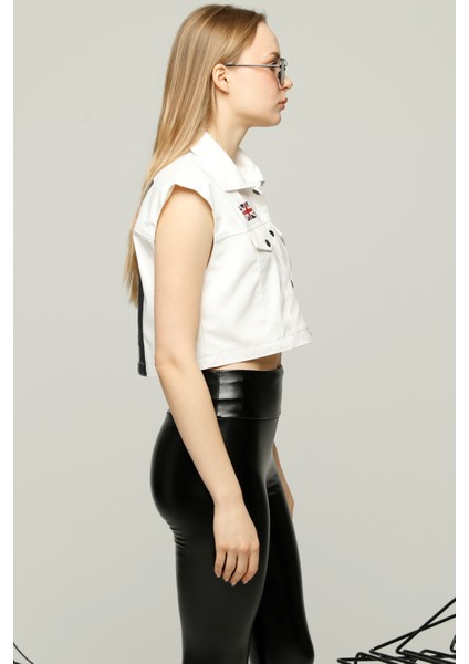 Kadın Oversize Baskılı Yelek Çıt Çıt Kapamalı Süveter fiyatları