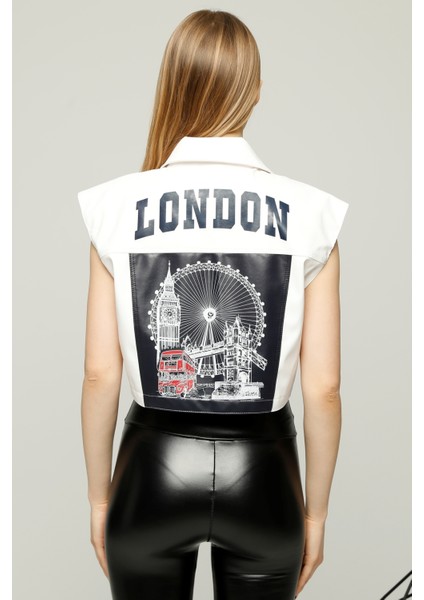 Kadın Oversize Baskılı Yelek Çıt Çıt Kapamalı Süveter indirimleri