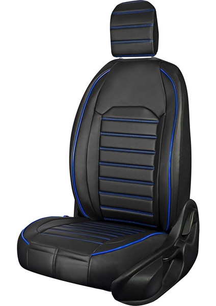 Fiat Stilo Deri Oto Koltuk Kılıfı Ön Arka Set Siyah Mavi Original Seri Scr