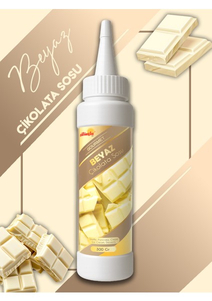 Beyaz Çikolata Sos - Waffle& Krep& Pankek& Tatlı& Dondurma& Kruvasan& San Sebastian Sos - 300 Gr / 225 ml