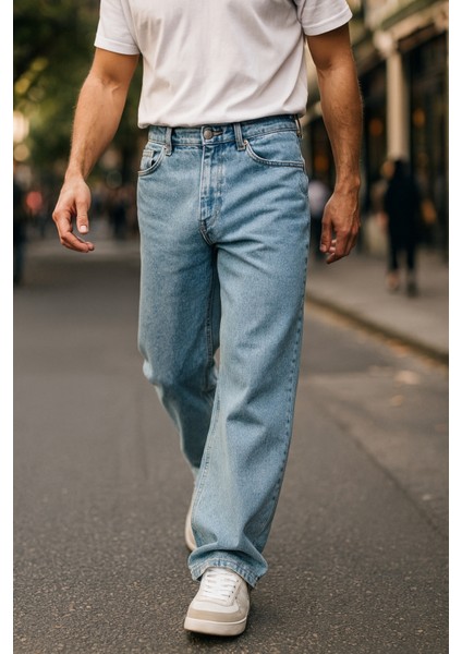 Erkek Yüksek Bel Bol Kesim Baggy Loose Fit Jean PANTOLON-C352