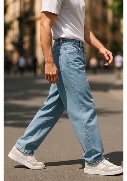 Erkek Yüksek Bel Bol Kesim Baggy Loose Fit Jean PANTOLON-C352 indirimleri