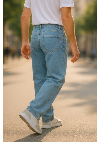Erkek Yüksek Bel Bol Kesim Baggy Loose Fit Jean PANTOLON-C352