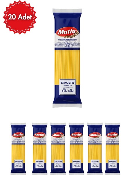 Makarna Spagetti 500 G x 20 Paket – Lezzetli, Dayanıklı ve Kolay Pişen Italyan Tipi Makarna