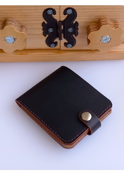 El Yapımı Hakiki Deri Minimal Cepli Erkek Cüzdan