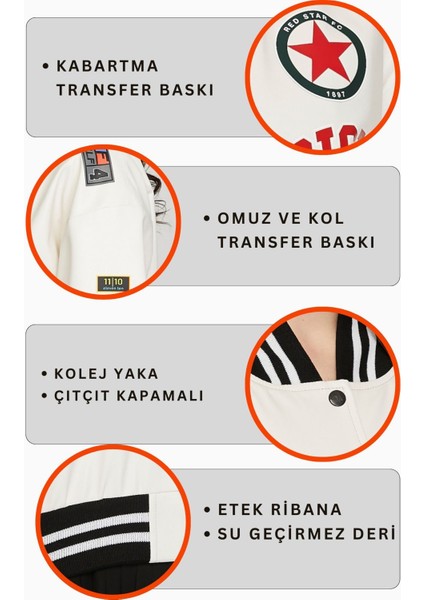 Kadın Baskılı Kolej Mont Bomber Ceket Deri Mont Oversize Deri Biker Yarışçı Motorcu Deri Ceket