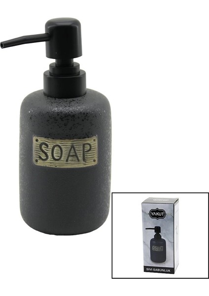 Kısa Antrasit Gri - Mat Desen Seramik Sıvı Sabunluk (5148)