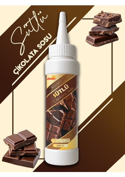 Sütlü Çikolata Sos - Waffle& Krep& Pankek& Tatlı& Dondurma& Kruvasan& San Sebastian Sos - 300 Gr / 225 ml