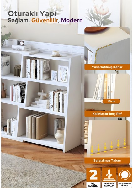 Uzatılabilir Merdiven Raflı Kitaplık Küçük Alanlar Veya Köşeler Için 3 Katlı Merdiven Tipi Alçak Kısa Kitaplık fırsatları