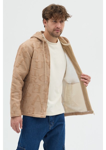 Erkek Oversize Kalın Örme Fermuarlı Kapüşonlu Harf Desenli Örme Ceket Overshirt modelleri