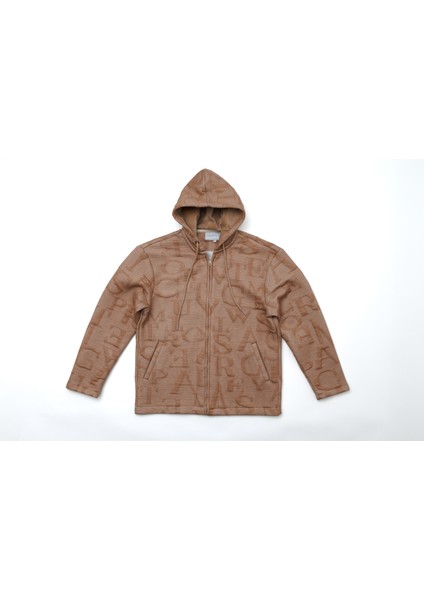 Erkek Oversize Kalın Örme Fermuarlı Kapüşonlu Harf Desenli Örme Ceket Overshirt indirimleri