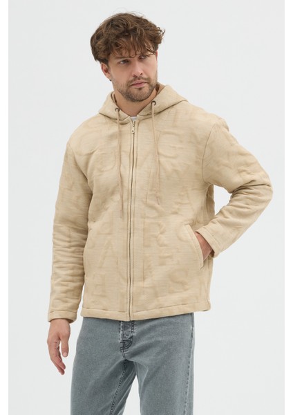Erkek Oversize Kalın Örme Fermuarlı Kapüşonlu Harf Desenli Örme Ceket Overshirt indirimleri