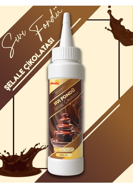 Sıvı Fondü Şelale Çikolata Sos - Waffle& Krep& Pankek& Tatlı& Dondurma& Kruvasan& San Sebastian Sos - 300 Gr / 225 ml
