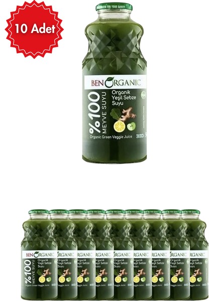 Yeşil Sebze Suyu 10 Adet - 946 ml | Doğal ve Serinletici Içecek | Vitamin ve Mineral Kaynağı