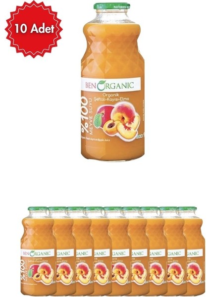 Şeftali Kayısı Elma Suyu 10 Adet x 946 ml | Doğal Meyve Suyu | Serinletici ve Vitamin Kaynağı Içecek