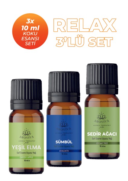 Relax Oda Kokusu 3'lü Set- Doğal Esansiyel Uçucu Yağ, Difüzör Esansı, Buhurdanlık Yağı