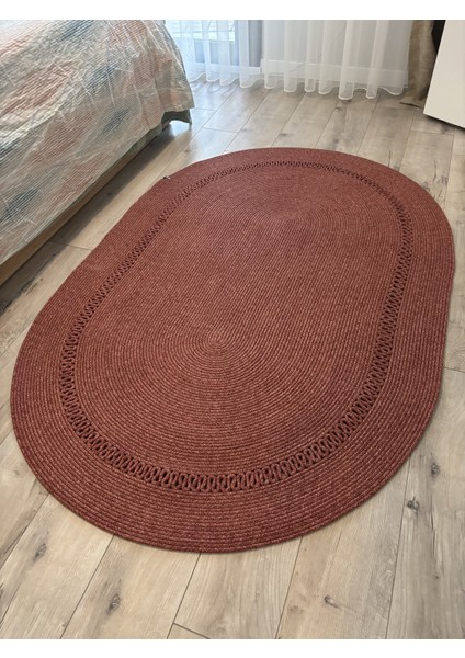 Lotus Jüt Hasırlı El Örgüsü Kilim – Doğal Dokulu, Oval Formlu Dekoratif Tasarım