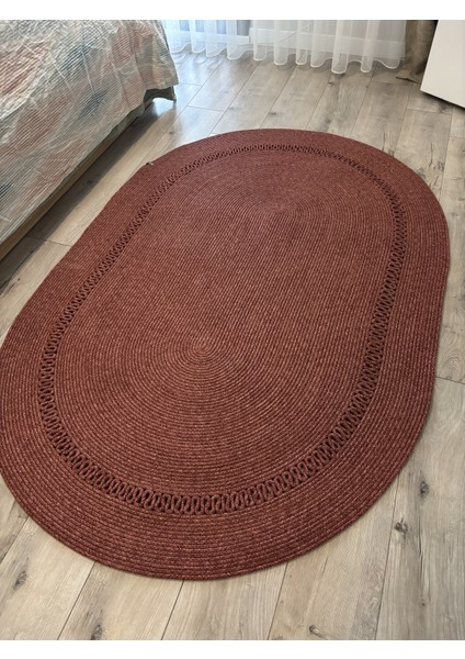 Lotus Jüt Hasırlı El Örgüsü Kilim – Doğal Dokulu, Oval Formlu Dekoratif Tasarım