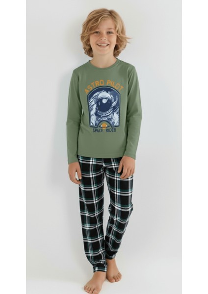 Erkek Çocuk Uzun Kollu %100 Pamuklu Pijama Takımı Astro Pilot