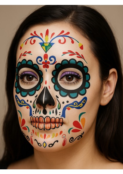 Cadılar Bayramı Yüz Dövmesi Halloween Parti Aksesuarı Yeşil