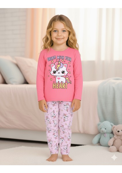 Kız Çocuk Uzun Kollu %100 Pamuklu Pijama Takımı Unicat fiyatları