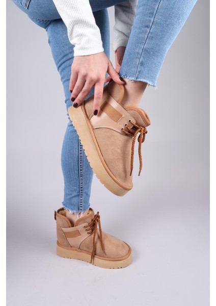 Puff Içi Suni Kürklü Süet Bot Taba indirimleri