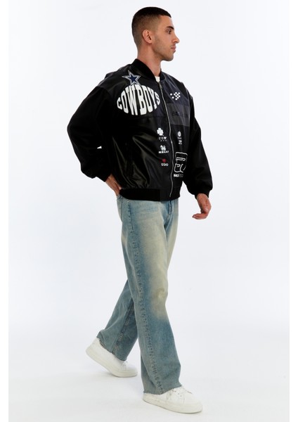 Erkek Oversize Baskılı Motorcu Montu Rüzgara ve Suya Dayanıklı Kolej Ceket modelleri