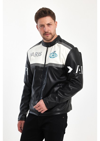 Erkek Oversize Transfer Baskılı Motorcu Biker Ceket Yarışçı Kolej Mont Şeritli Fermuarlı Mont fiyatları