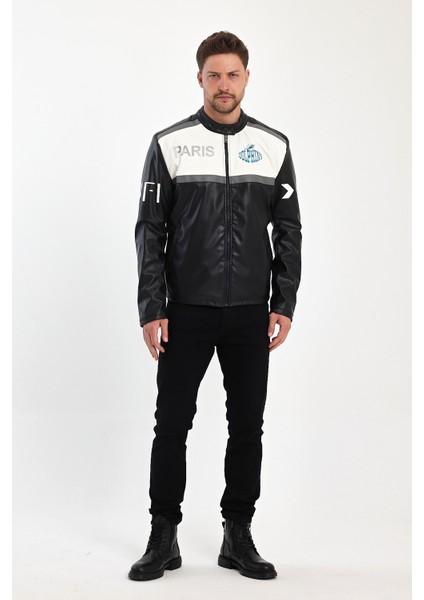 Erkek Oversize Transfer Baskılı Motorcu Biker Ceket Yarışçı Kolej Mont Şeritli Fermuarlı Mont indirimleri