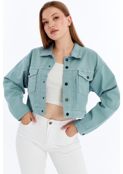 Kadın Bomber Gabardin Ceket Çıt Çıt Düğmeli Kolej Kot Ceket Cepli Renkli Kolay Kombinlenebilen Ceket fiyatları