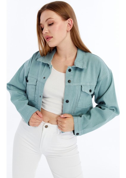 Kadın Bomber Gabardin Ceket Çıt Çıt Düğmeli Kolej Kot Ceket Cepli Renkli Kolay Kombinlenebilen Ceket indirimleri
