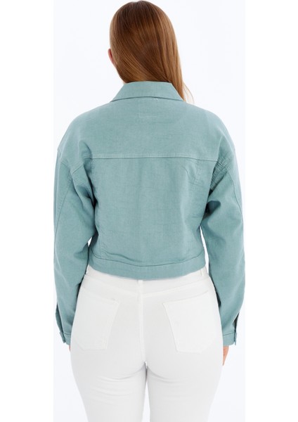 Kadın Bomber Gabardin Ceket Çıt Çıt Düğmeli Kolej Kot Ceket Cepli Renkli Kolay Kombinlenebilen Ceket