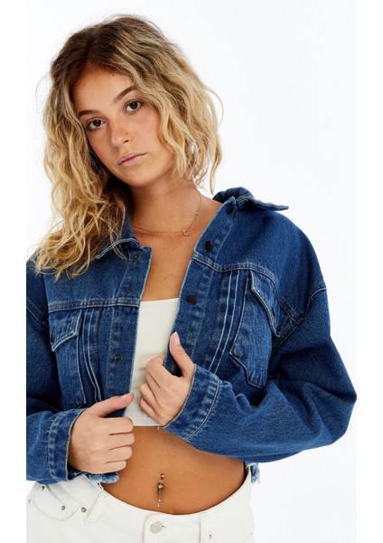 Kadın Kot Ceket Oversize Bomber Niş Tasarım Özgünlük Günlük Kullanıma Uygun Şık Mont Crop Kot Ceket fiyatları