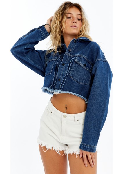 Kadın Kot Ceket Oversize Bomber Niş Tasarım Özgünlük Günlük Kullanıma Uygun Şık Mont Crop Kot Ceket indirimleri