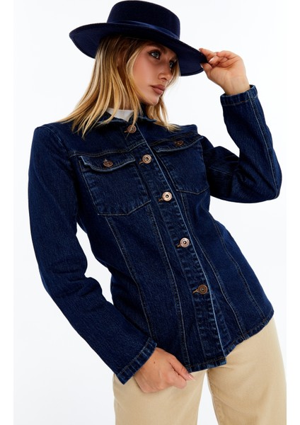 Kadın Denim Ceket – Uzun Kollu Jean Ceket, Şık ve Günlük Kombin