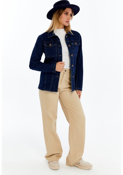 Kadın Denim Ceket – Uzun Kollu Jean Ceket, Şık ve Günlük Kombin