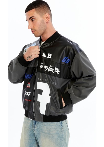 Erkek Oversize Baskılı Motorcu Montu Rüzgara ve Suya Dayanıklı Kolej Ceket fiyatları