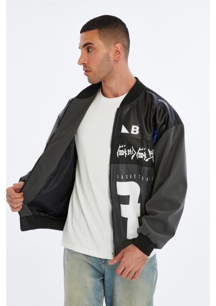 Erkek Oversize Baskılı Motorcu Montu Rüzgara ve Suya Dayanıklı Kolej Ceket indirimleri