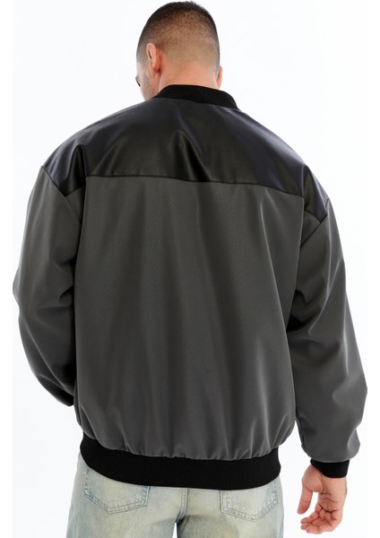 Erkek Oversize Baskılı Motorcu Montu Rüzgara ve Suya Dayanıklı Kolej Ceket